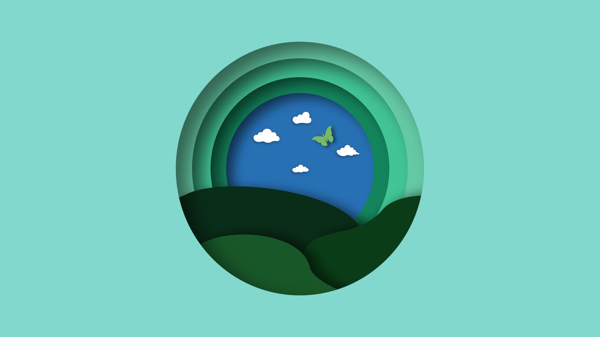 Celebrating Earth Day Green papercut planet with nature